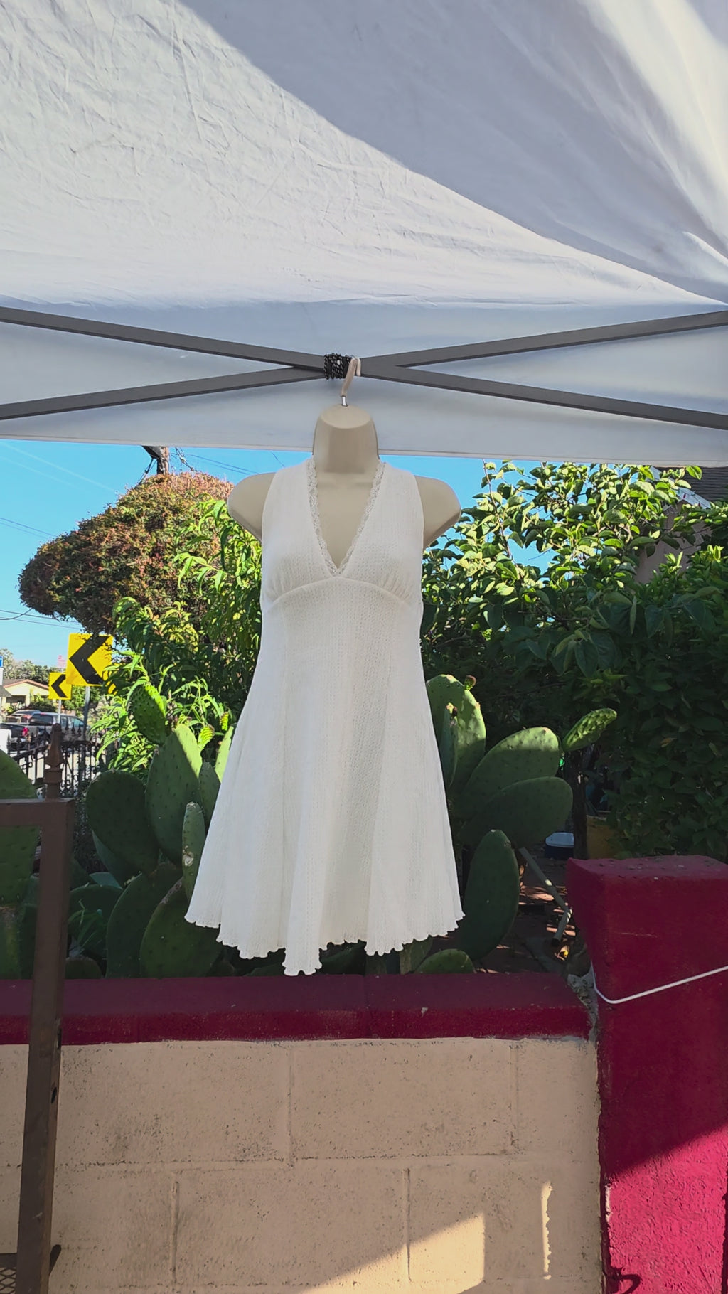 White Halter Mini Dress