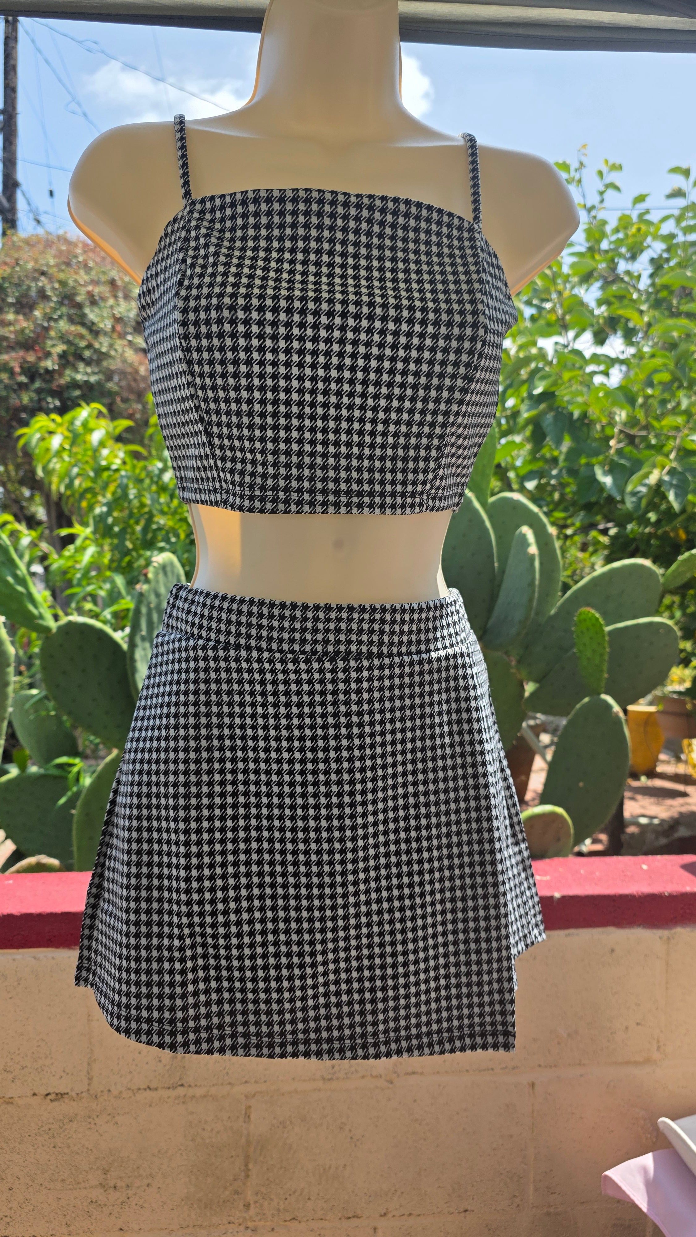 Black and white Plaid Set