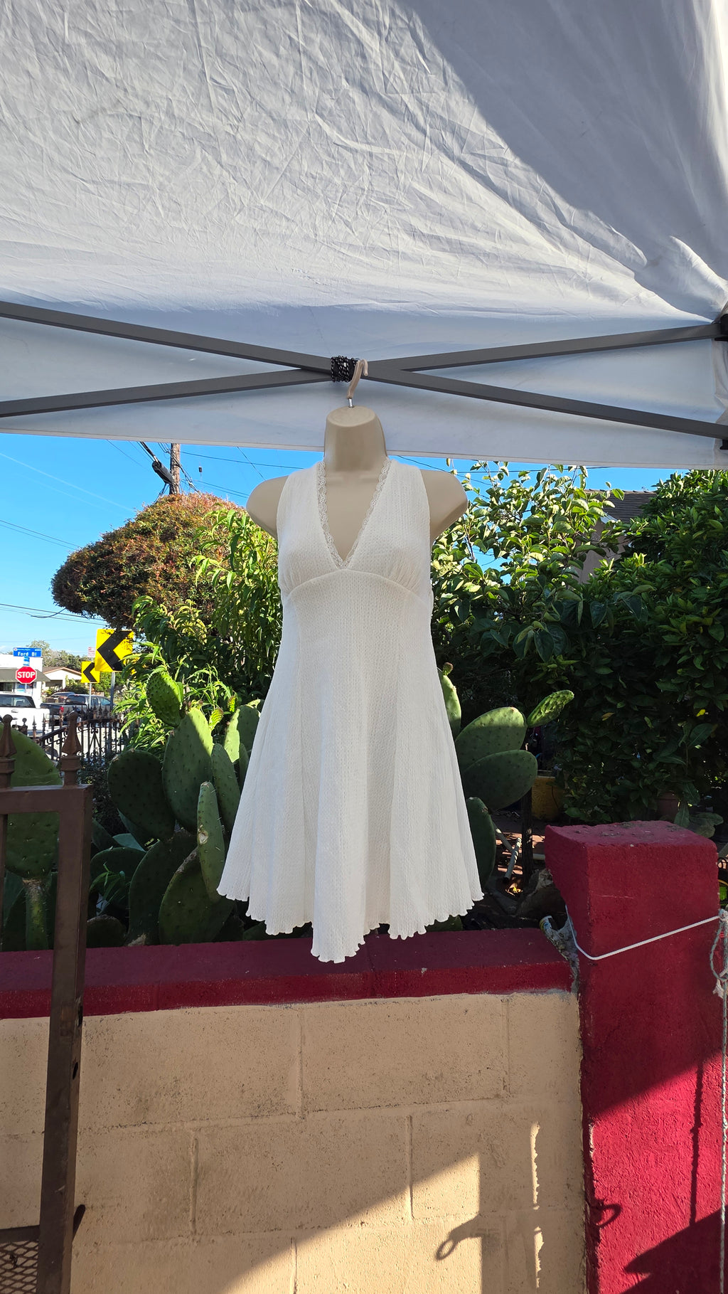 White Halter Mini Dress