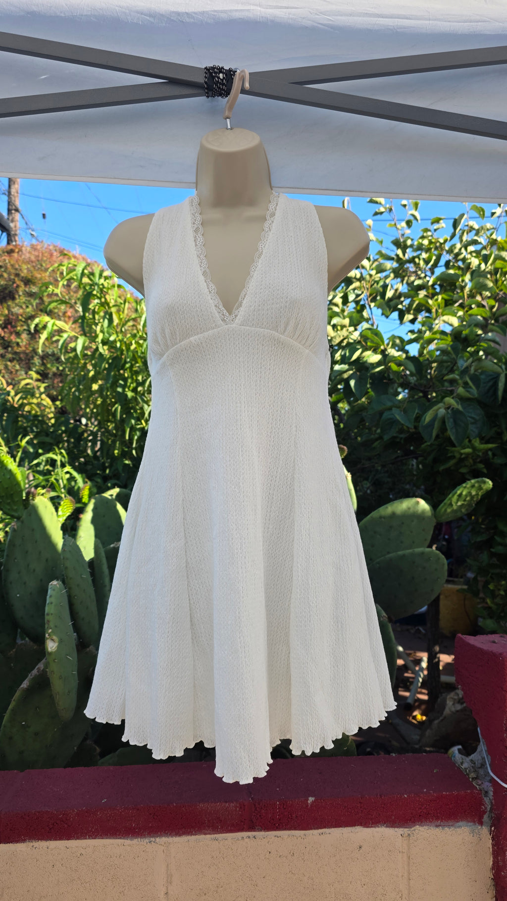 White Halter Mini Dress