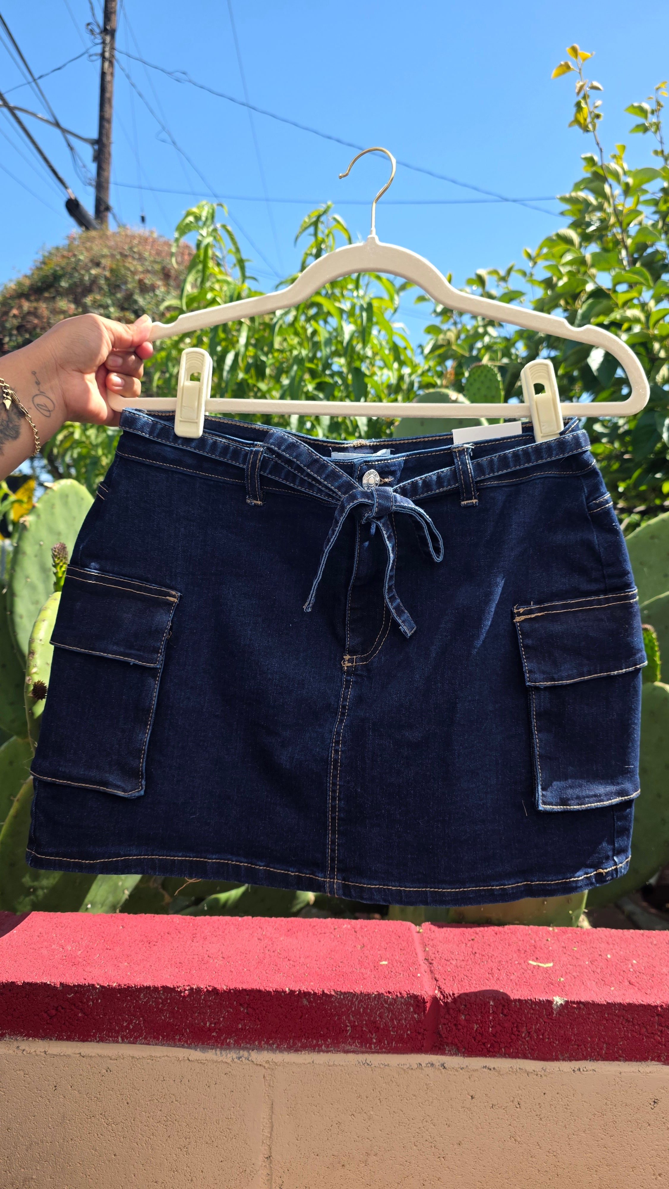 Denim Mini Cargo Skirt
