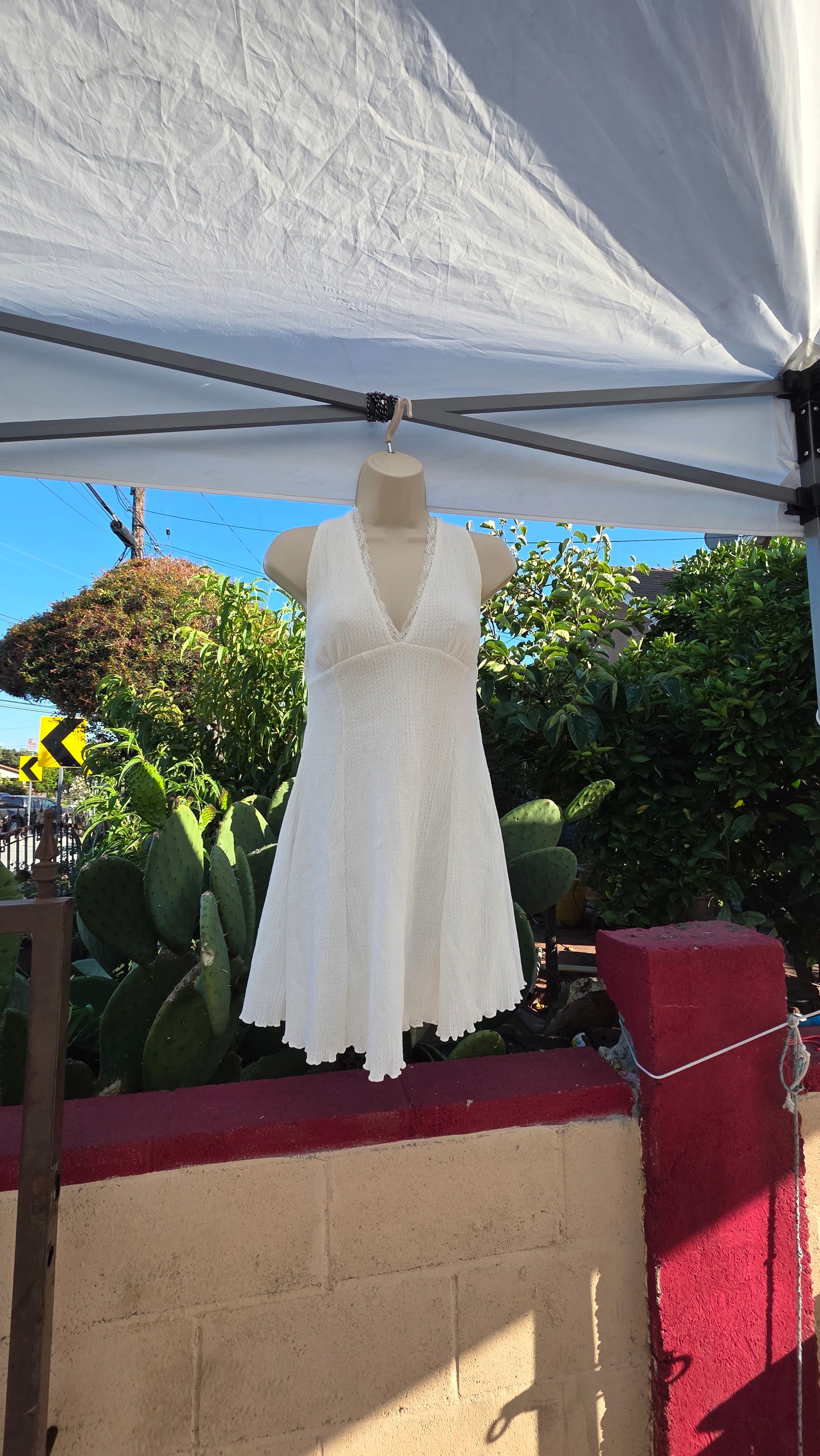 White Halter Mini Dress
